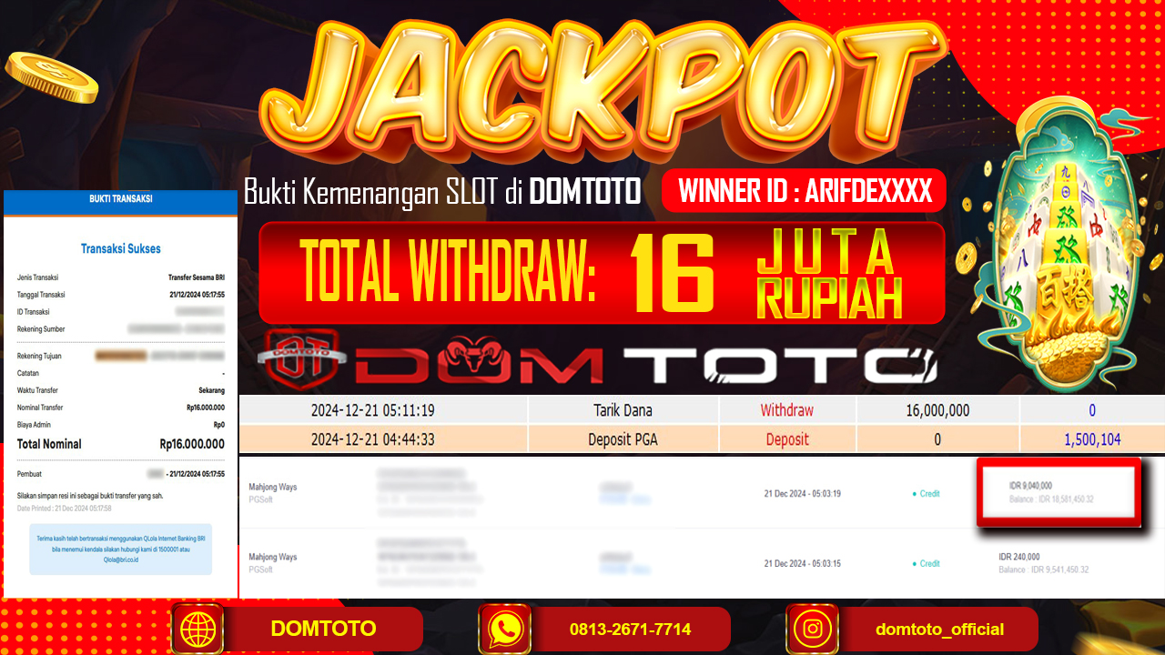 JACKPOT SLOT MAHJONG WAYS  21 DESEMBER 2024